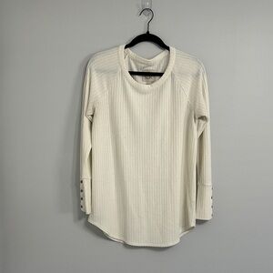 Chaser Ivory Long Sleeve Top with Button Detail